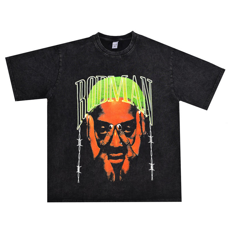 Vintage Basketball Player Print Cotton T-Shirt Colouronova