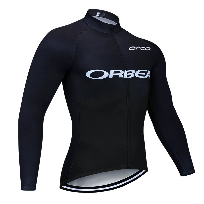Winter 2025 BLACK Cycling Jersey ORBEA ORCA Bike Jacket Pants Men Thermal Fleece Team Ropa Ciclismo MTB Road Bicycle Clothing - Colouronova