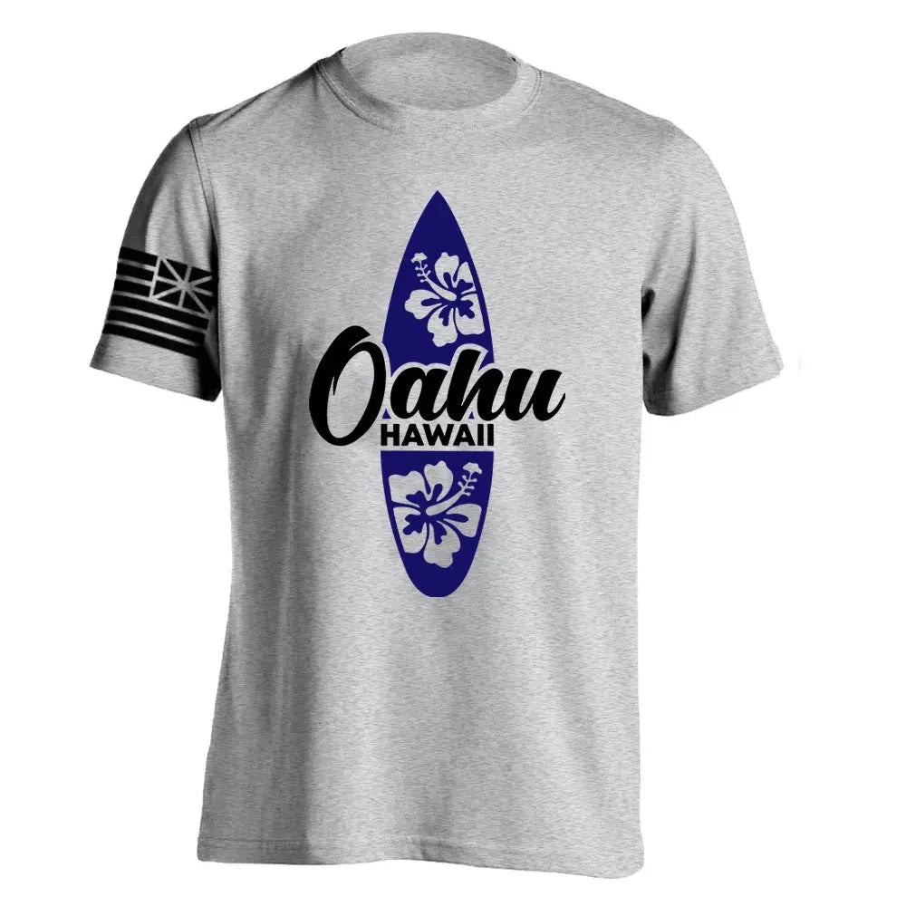 Men's Cotton Shirt OAHU HAWAII SURFING Distressed TShirt Unisex Surf Board Beach Tee Tops Summer Fashion Casual Short Sleeves Colouronova