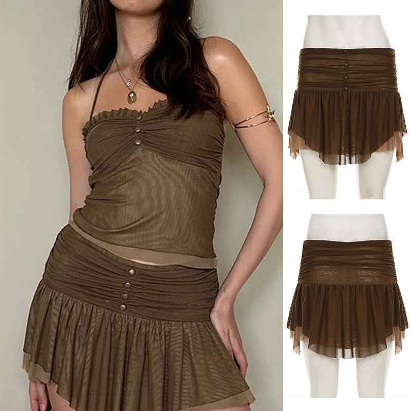 Asymmetrical High Waist A-Line Skirt