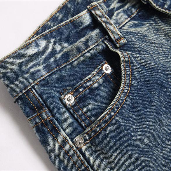 Letter-stitched denim pants Colouronova