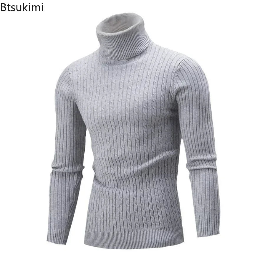 2025 Men's Warm Knitted Sweater Turtleneck Sold  Knitting Pullovers Tops Knitted Sweater Male Jumper All Match Casual Sweater - Colouronova