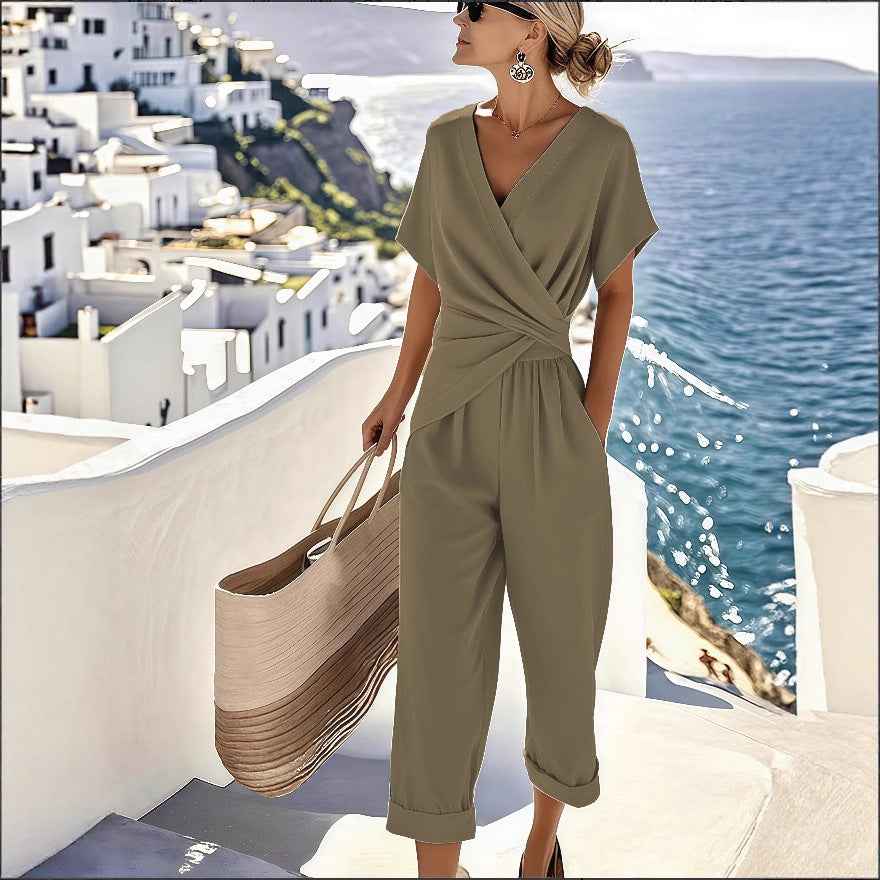 Solid-color irregular short-sleeve
