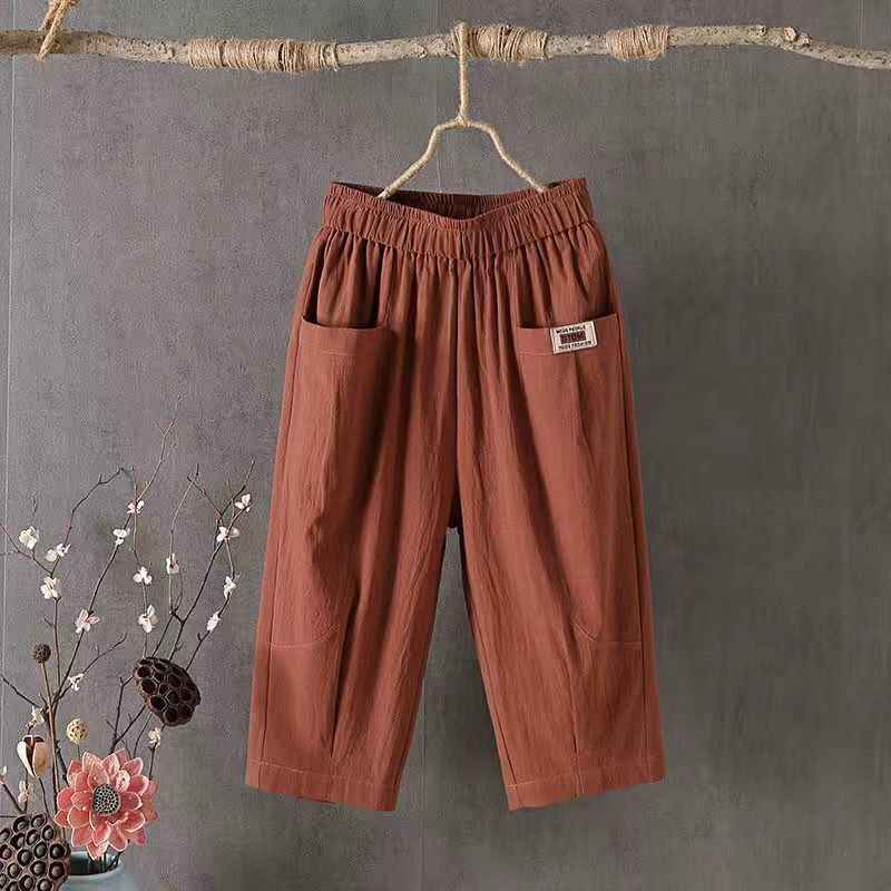 Women's cotton and linen capri pants