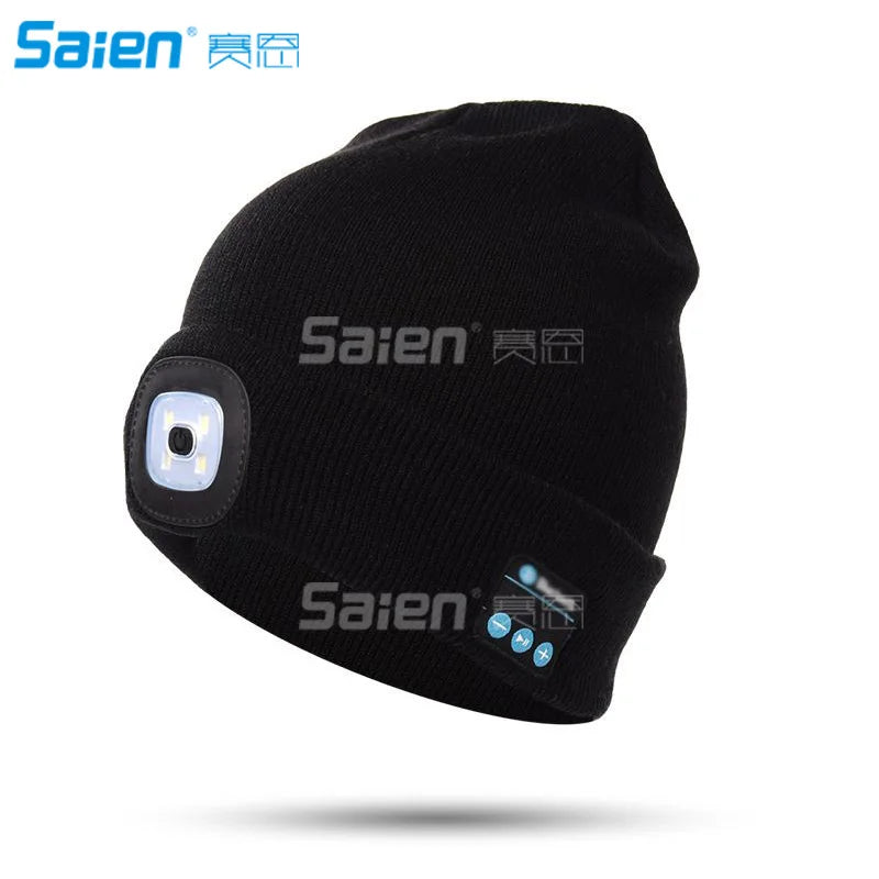 LED Beanie Hat, Built-in Stereo Speakers & Mic, USB Rechargeable LED Lighted Knit Cap, Unisex Christmas Gifts for Men, Women - Colouronova