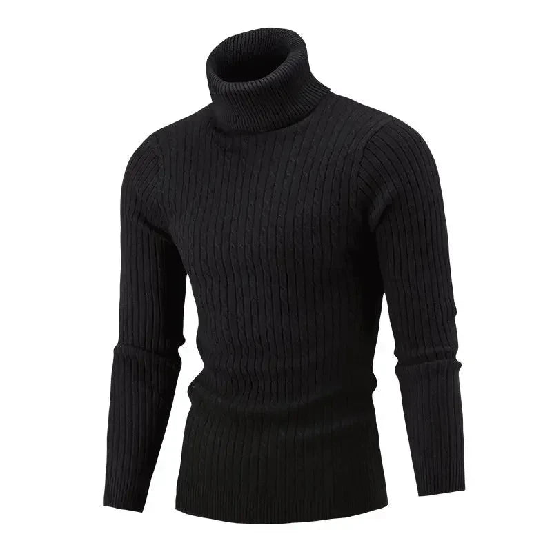 2025 Men's Warm Knitted Sweater Turtleneck Sold  Knitting Pullovers Tops Knitted Sweater Male Jumper All Match Casual Sweater Colouronova