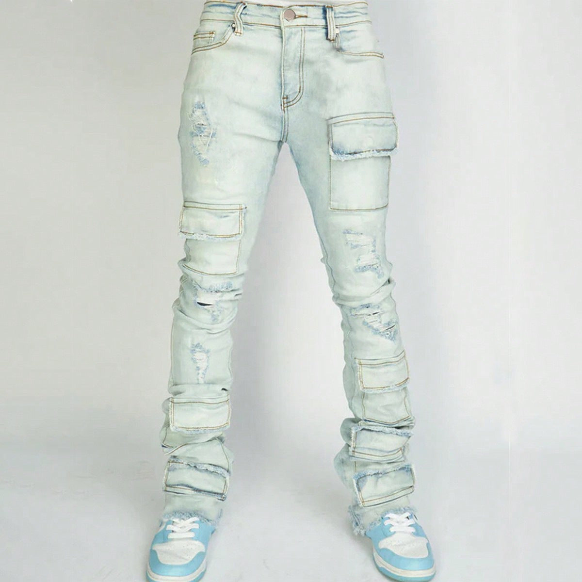 Straight-fit stretch denim pants Colouronova