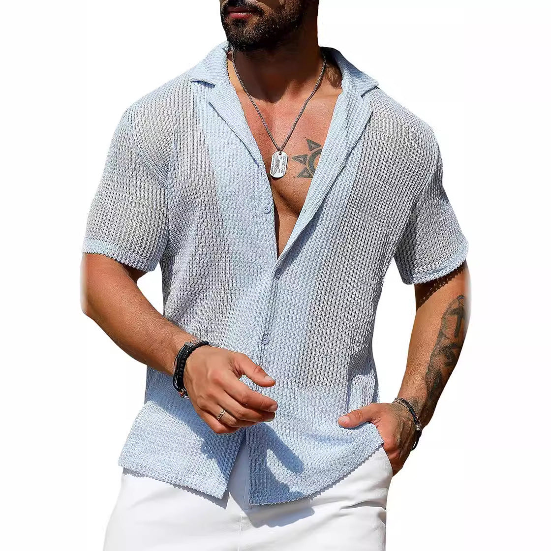 Mens Knitted Shirt Colouronova