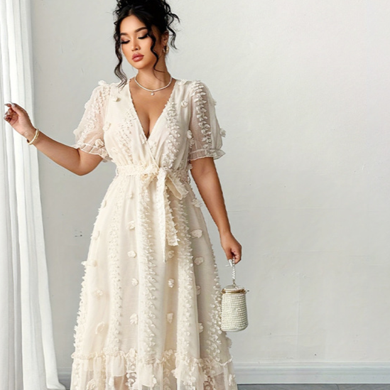 Embroidered Halter Neck Backless Long Dress Colouronova