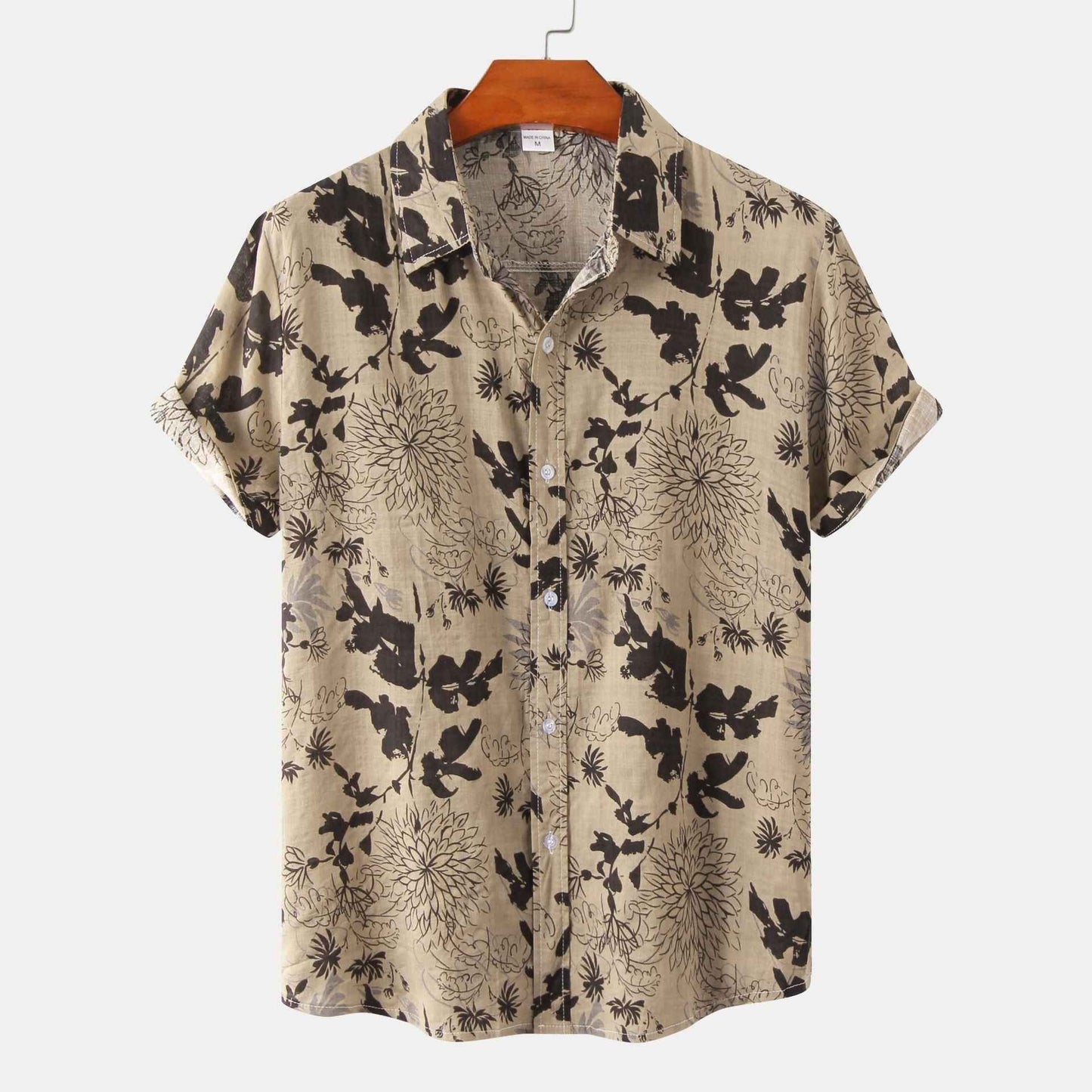 Men's floral short-sleeved shirt