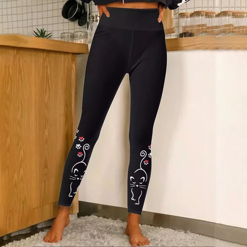 Cute Cats Printed Long Socks Harajuku Leggings Y2K Style Role Playing Socks Fashion Casual Female Leggings - Colouronova