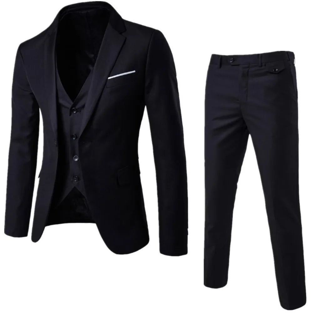 2025 All Season Business Casual Three Piece Suit for Men Groom and Groomsmen Wedding Suit - Colouronova