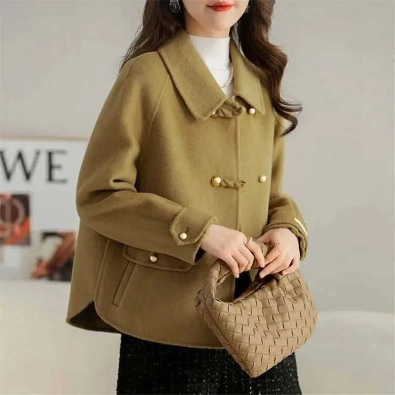 Short Women's Padded Woolen Coat 2025 Autumn Winter New Female Fashion Loose Jacket Small Western Style Age-reducing Overwear - Colouronova