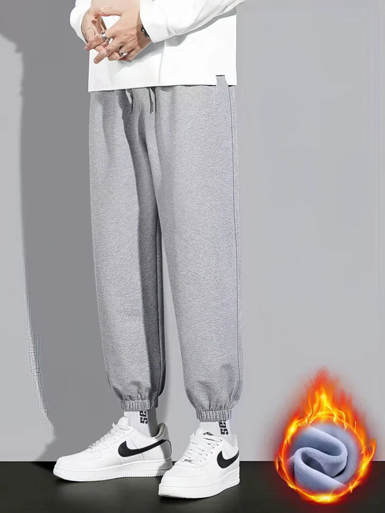 Fall Winter Fleece Thick Sweatpants Men Casual Gray Black Warm Jogger Pants Spring Baggy Wide leg Sport Thermal  Trousers - Colouronova