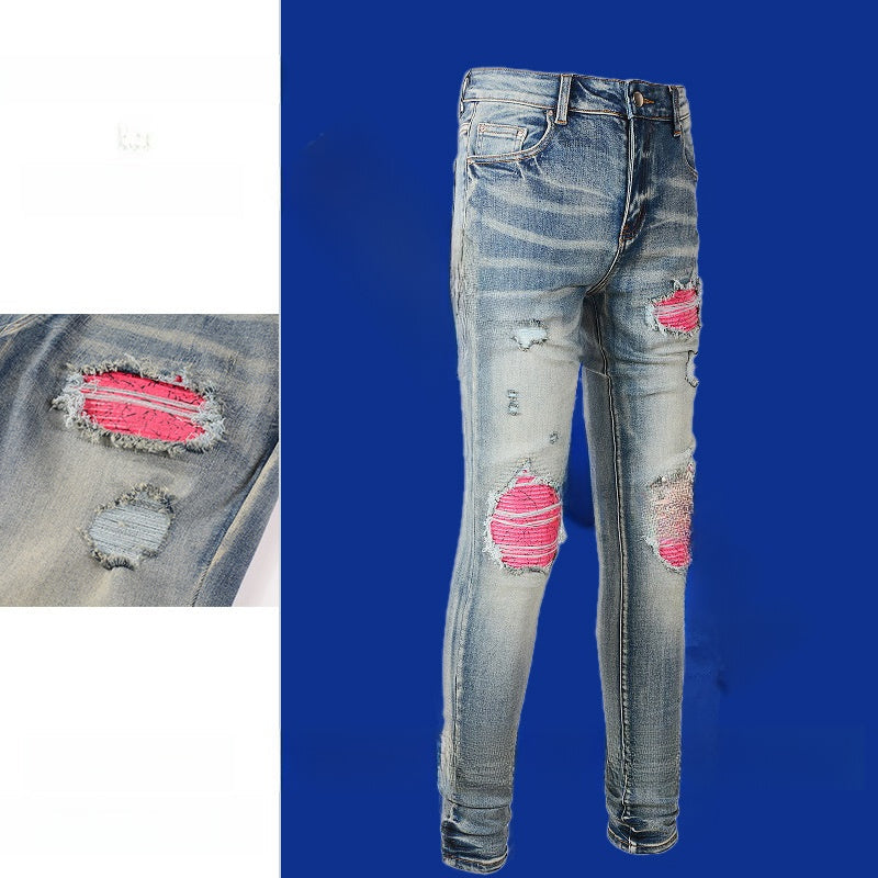 blocked ripped men's jeans Colouronova