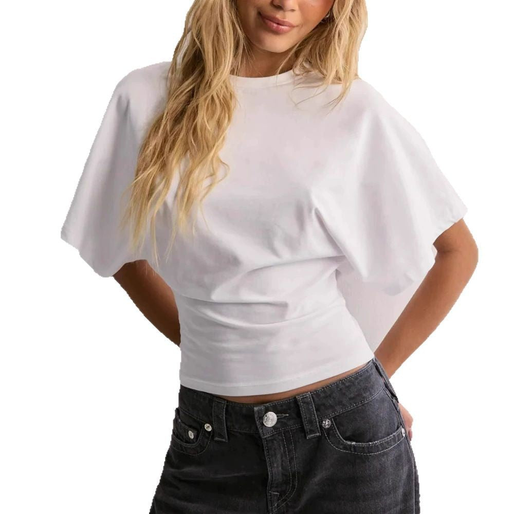 Korean Style Round Neck Bat Sleeve T-Shirt for Women Colouronova