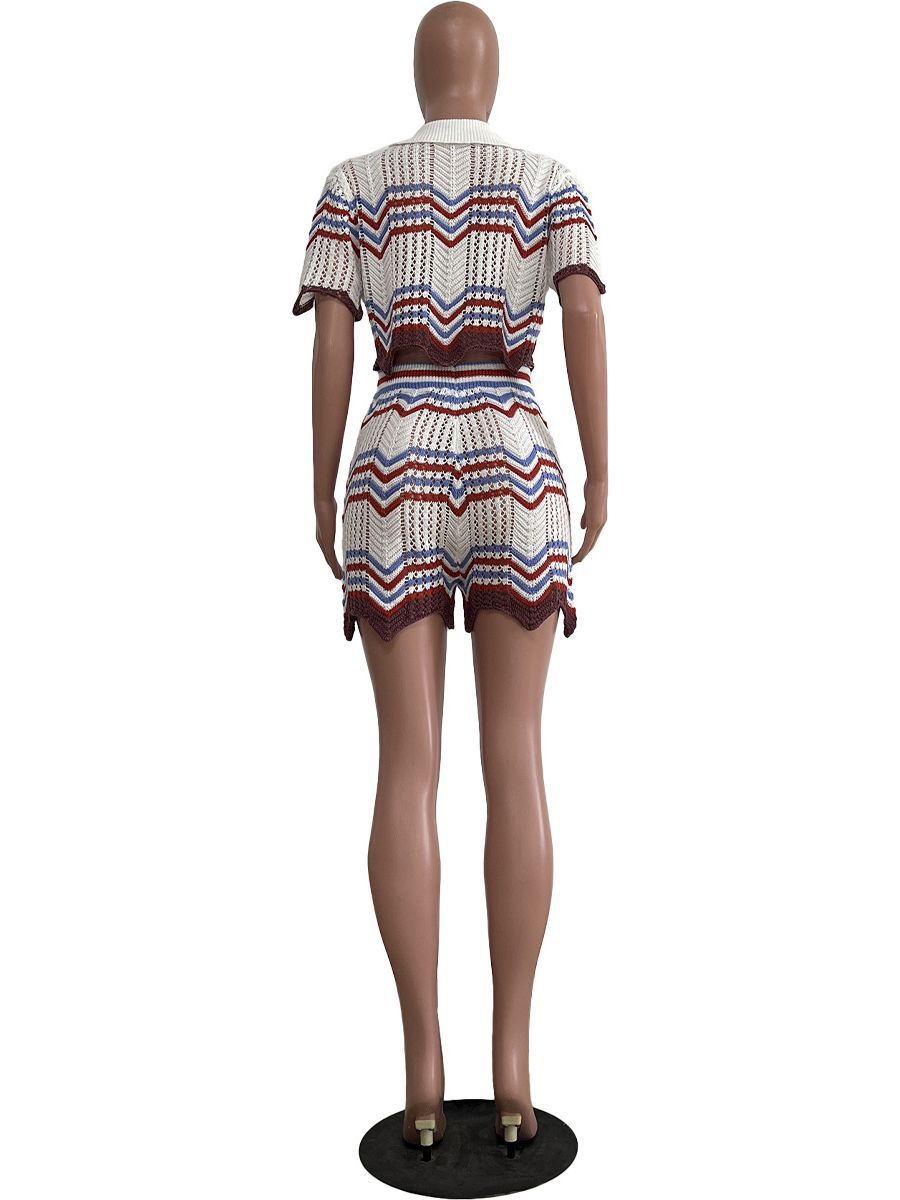 Hand Knitted Casual Shorts Set Colouronova