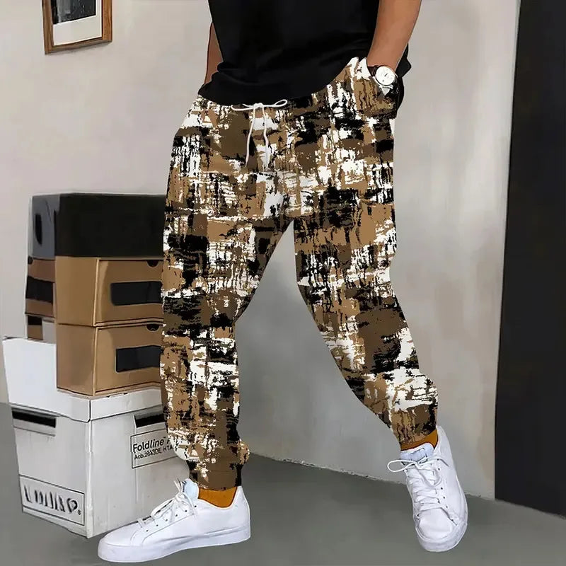 Men's Loose Pocket Draw Rope Sports Sweatpants Winter New Thick Warm Men's Sweatpants Fashion Color Skull Printed Sweatpants - Colouronova