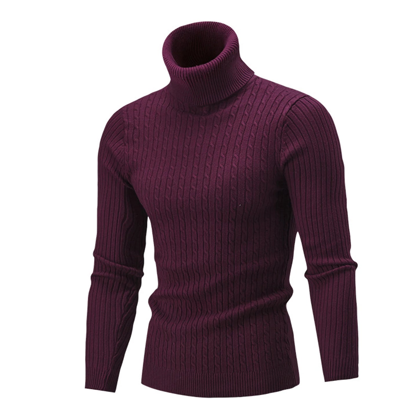 2021 Winter Warm Thick Woolen Sweaters Men Casual Knitted Turtleneck Jumper Tops Men's Fashion Solid Long Sleeve Ribbed Sweater - Colouronova