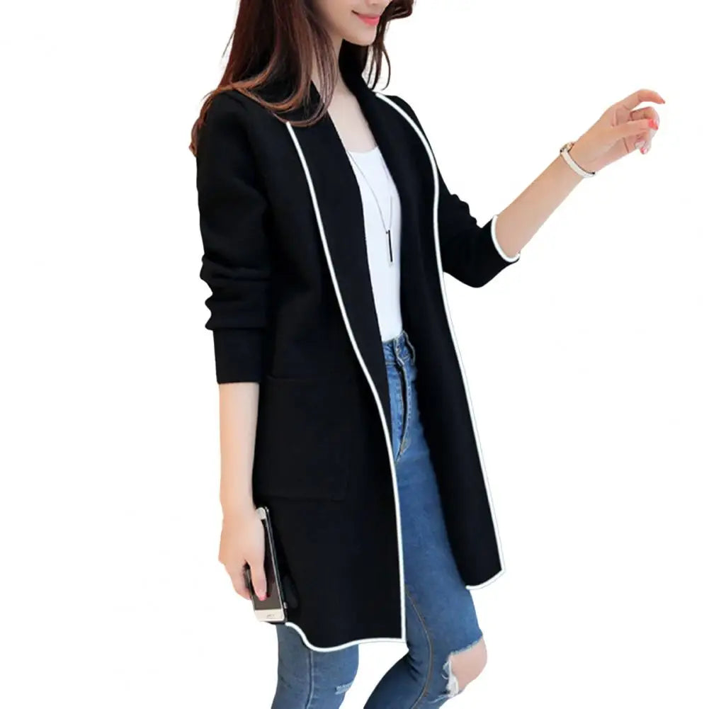 Women Lapel Casual Solid Color Coats Long Sleeve Loose Cardigan Warm Long Fleece Sweater Jackets for women chaquetas - Colouronova