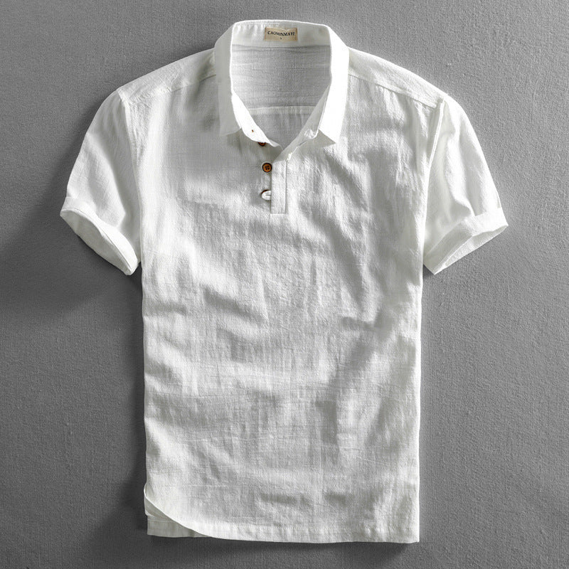 Mens Slim Fit Linen Short Sleeve Shirt Colouronova