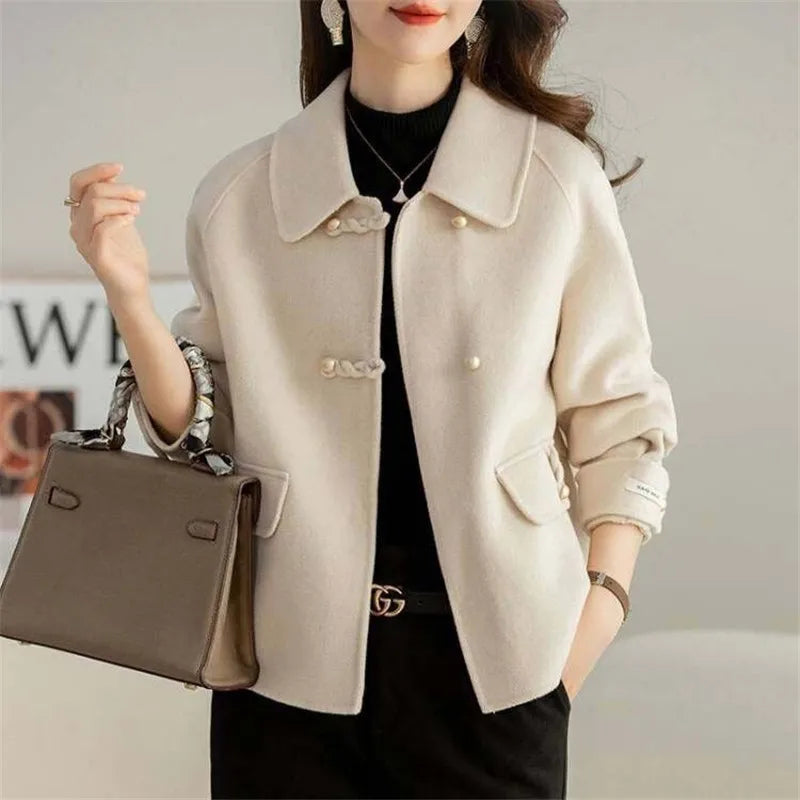 Short Women's Padded Woolen Coat 2025 Autumn Winter New Female Fashion Loose Jacket Small Western Style Age-reducing Overwear - Colouronova