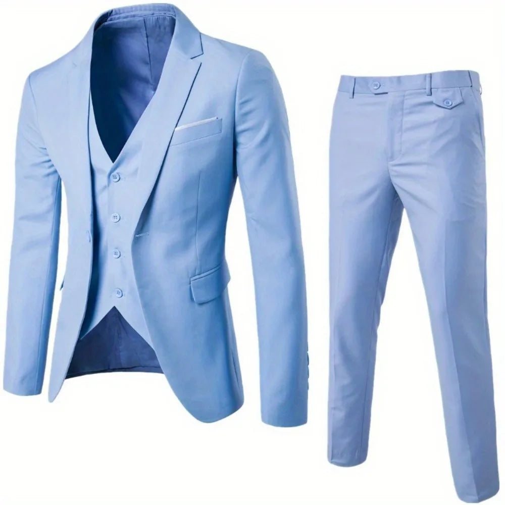2025 All Season Business Casual Three Piece Suit for Men Groom and Groomsmen Wedding Suit - Colouronova