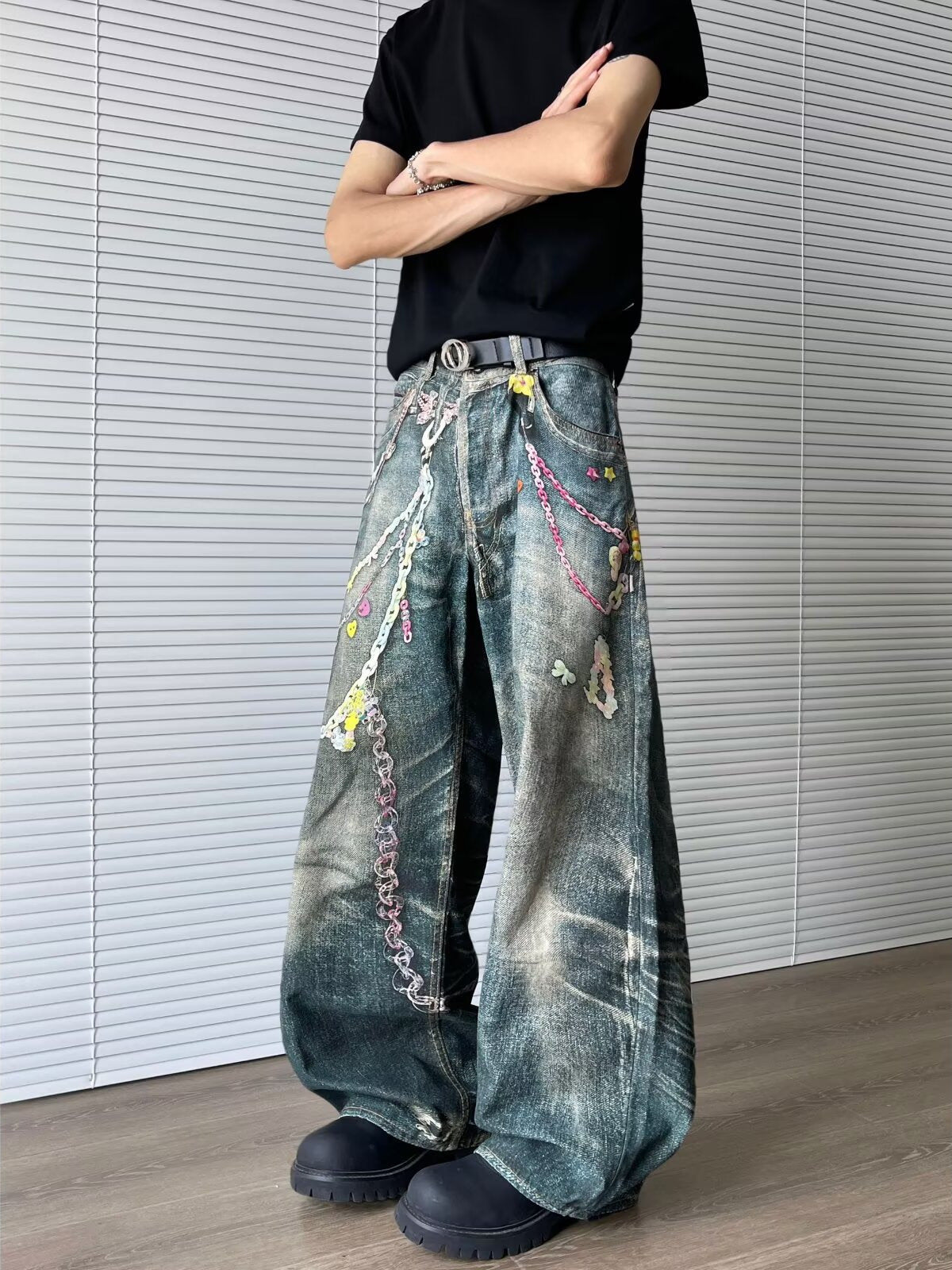 American-style retro floor-length pants Colouronova
