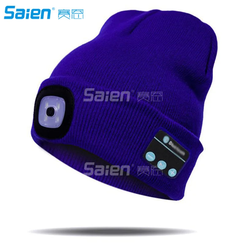 LED Beanie Hat, Built-in Stereo Speakers & Mic, USB Rechargeable LED Lighted Knit Cap, Unisex Christmas Gifts for Men, Women - Colouronova