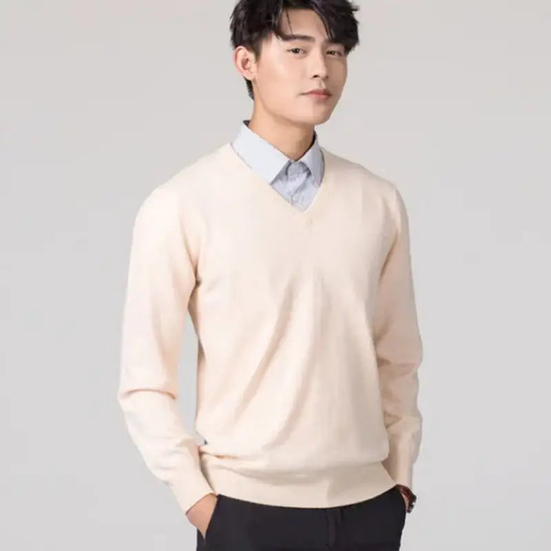 Men's Sweaters V-neck Pullovers Cashmere Knitting Hot Sale Spring Women Sweaters Wool Knitwear High Quality Jumpers Clothes - Colouronova
