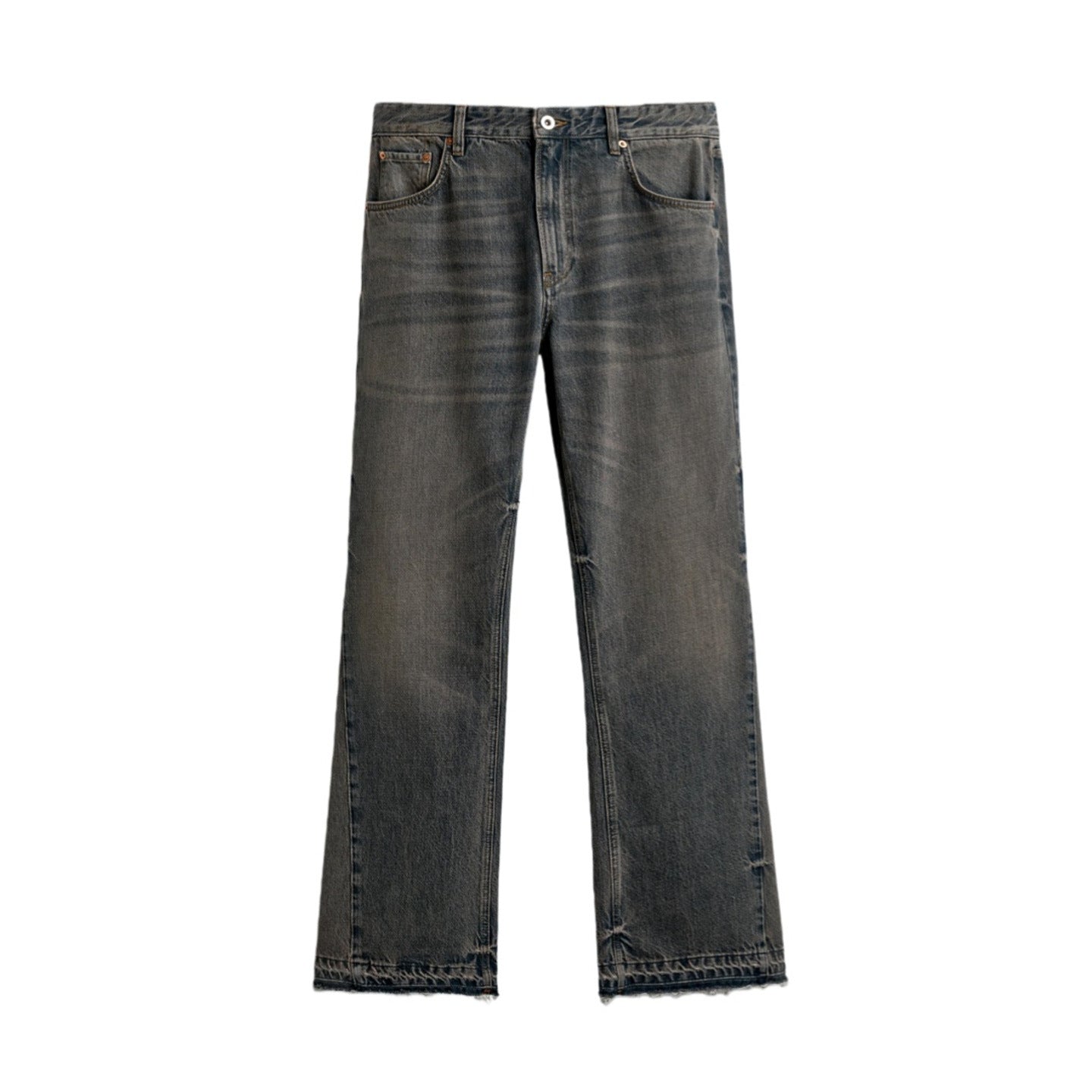 Men's wide-leg washed denim pants with a mid-rise design Colouronova
