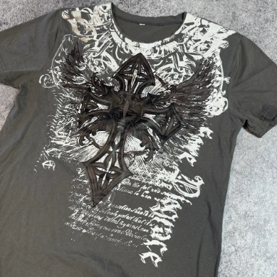 Cross Print Heavy Cotton T-Shirt Colouronova