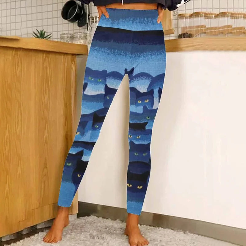 Cute Cats Printed Long Socks Harajuku Leggings Y2K Style Role Playing Socks Fashion Casual Female Leggings - Colouronova