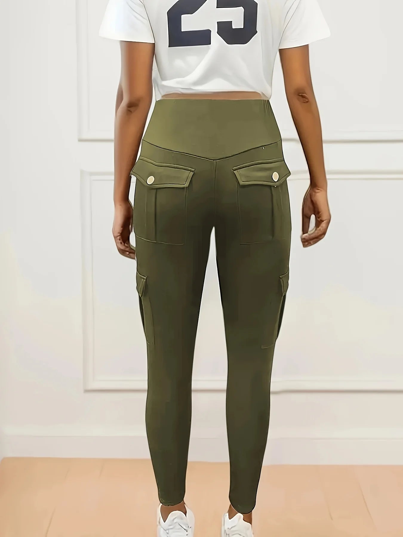 Women Pockets Gym Leggings High Waist Fashion Fitness Pants Skinny Stretch Outdoors Comfortable Sport Leggings - Colouronova