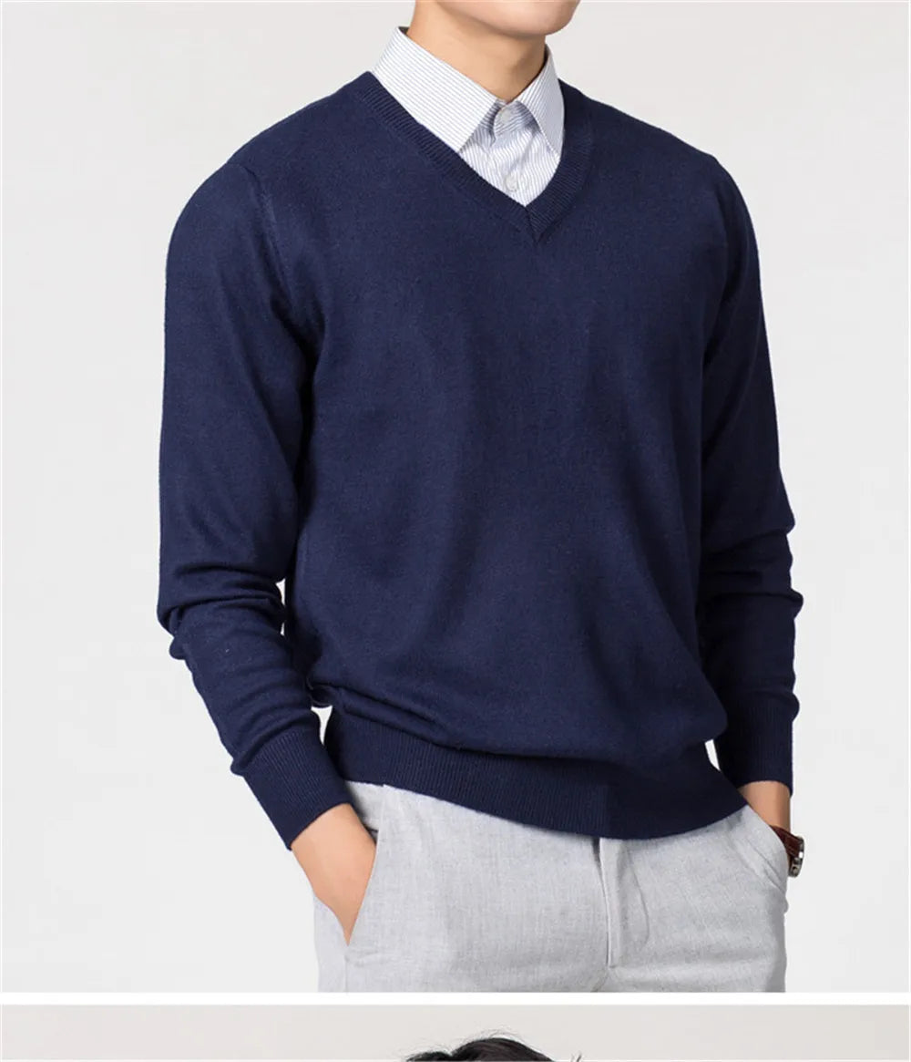 Men's Sweaters V-neck Pullovers Cashmere Knitting Hot Sale Spring Women Sweaters Wool Knitwear High Quality Jumpers Clothes - Colouronova
