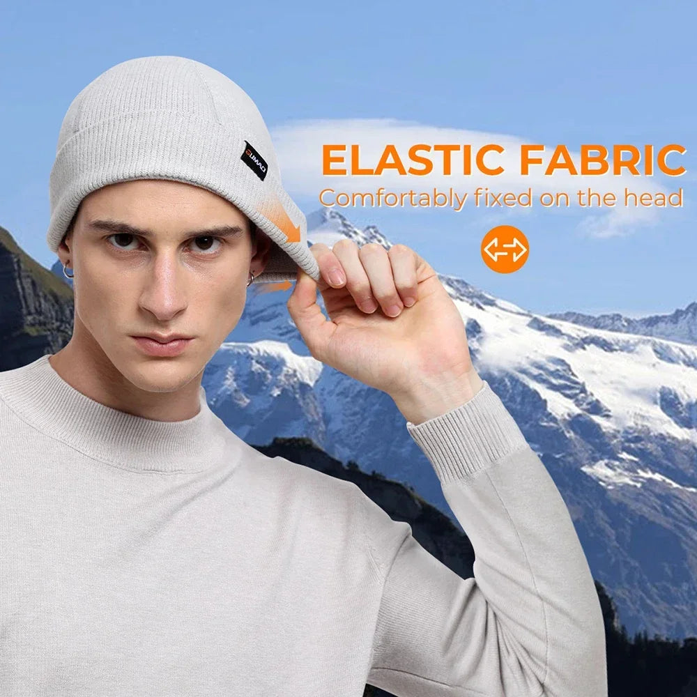 Warmer Beanie Hat Solid Color Soft Thermal Knitted Hat Bonnet Cap Autumn Winter Headwear for Cold Weather Running Skiing Walking - Colouronova