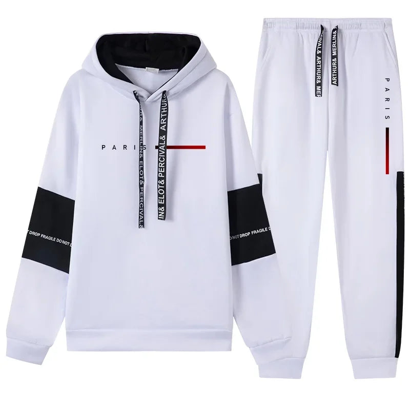 Autumn Winter Mens Tracksuit Printing Casual Sweatshirts Sportswear Sports Jogging Mens Clothing Single Piece Hoodie Pants 2025 - Colouronova