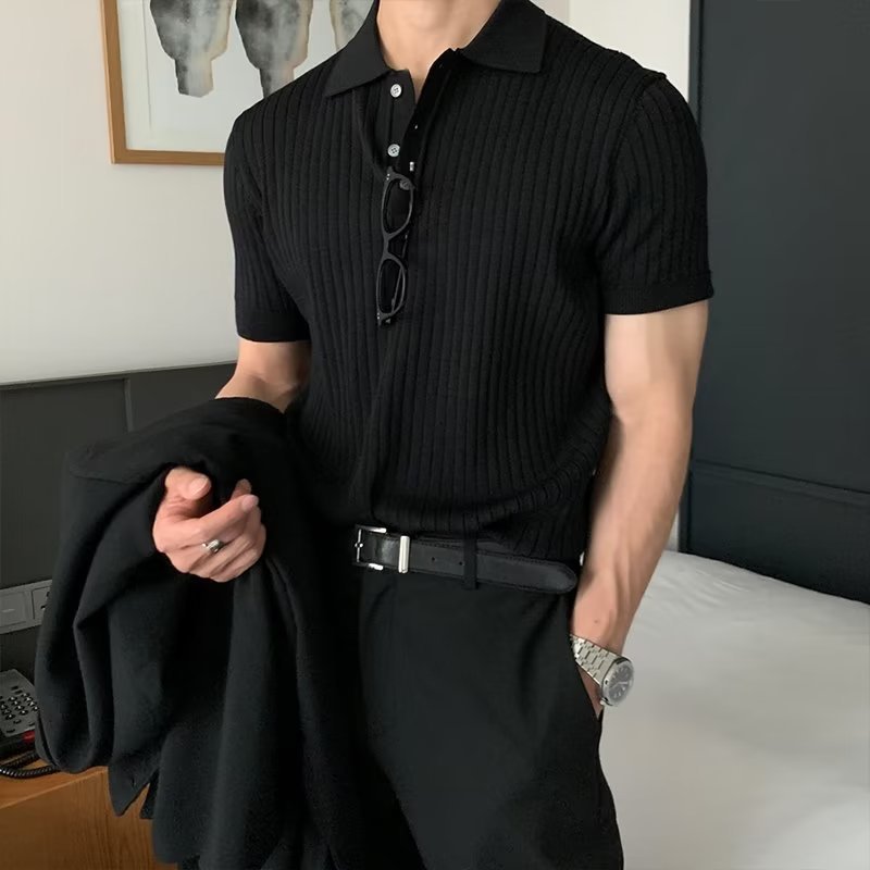 Lapel Polo Knit Sweater Colouronova