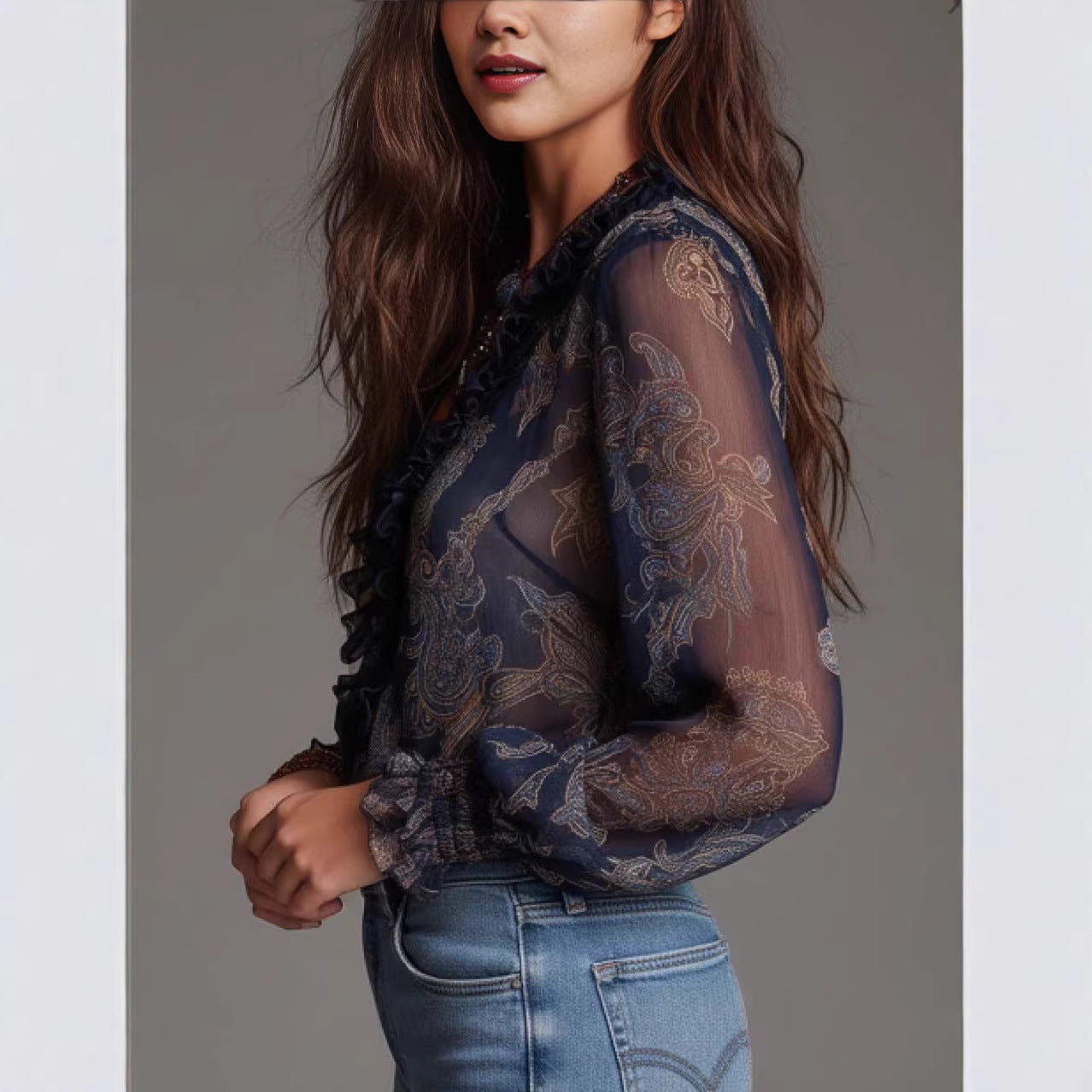 V-neck chiffon blouse Colouronova