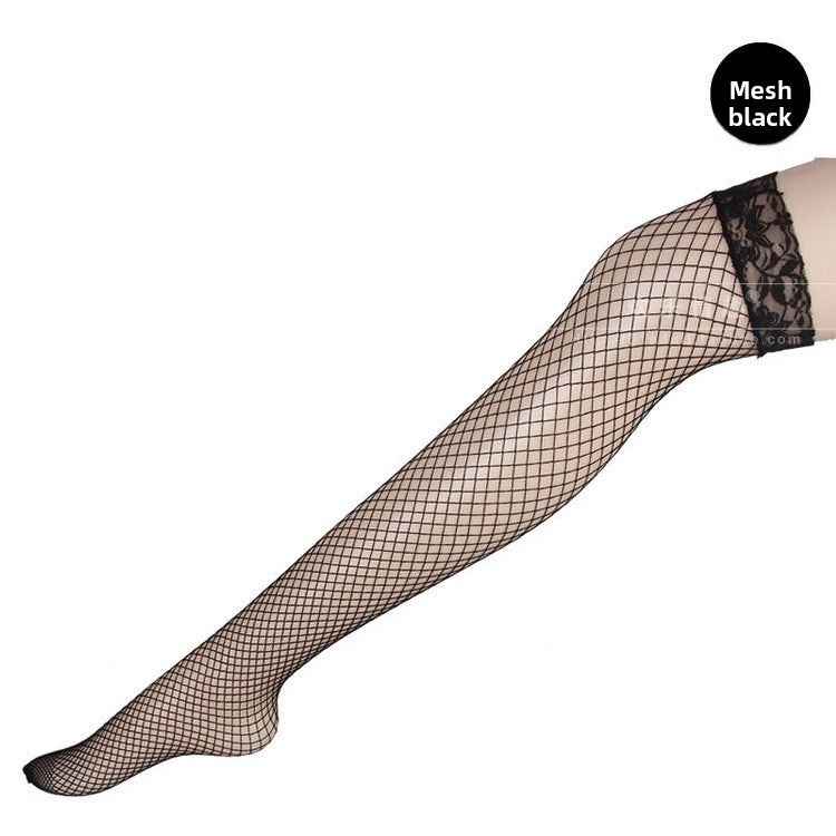 Fishnet Stockings with Lace Trim