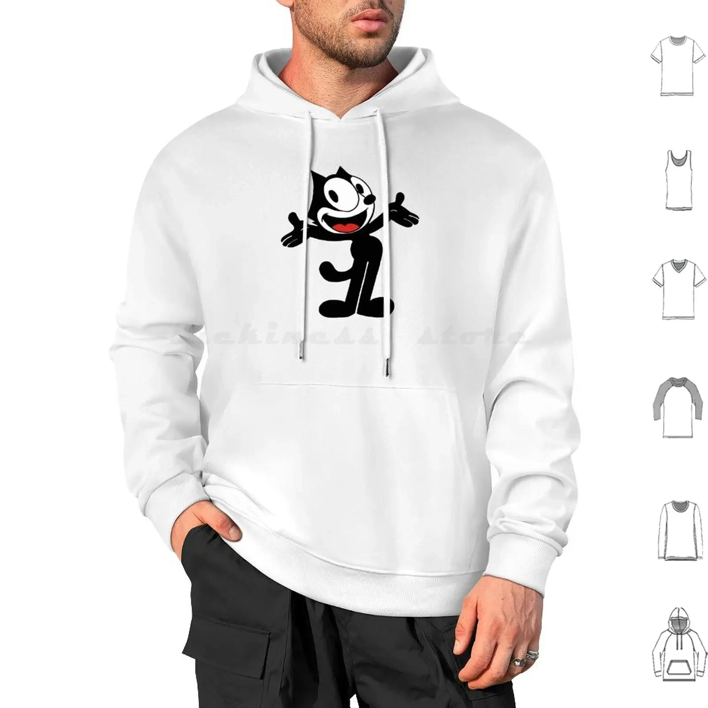 Hoodie Cotton Long Sleeve Vintage Cartoon Animation Kitty Black Cat Vintage Cartoon Cartoon Funny Funny Black Cat Felix Cat Colouronova