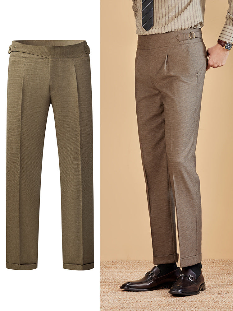 Single-Pleat Adjustable Suit Pants Colouronova