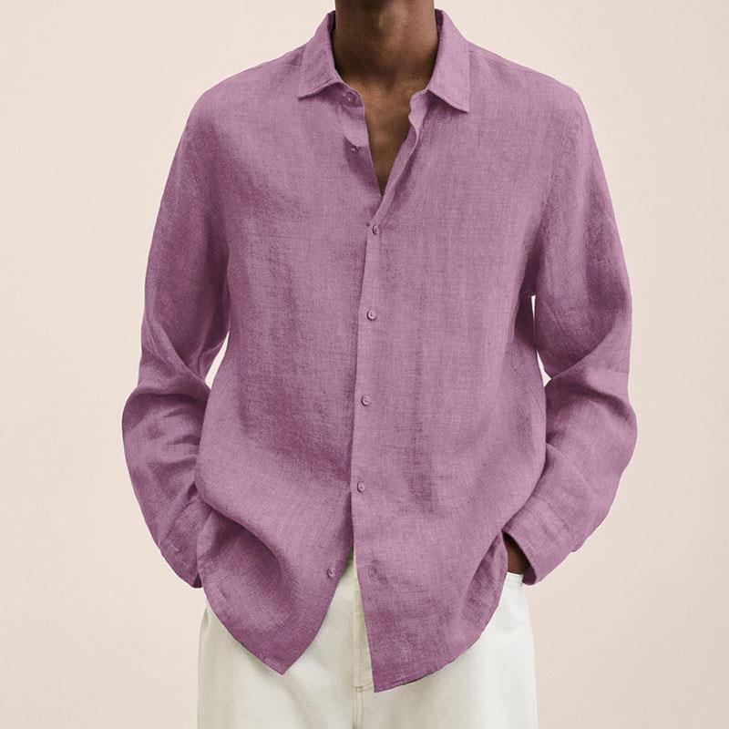 Loose Button Cotton and Linen Cardigan Shirt Men Colouronova