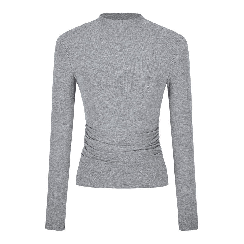 Womens Slim Fit Long Sleeve Pleated Top Colouronova