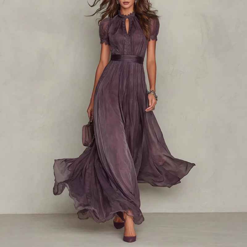 V-Neck Ruffle Flared Dress