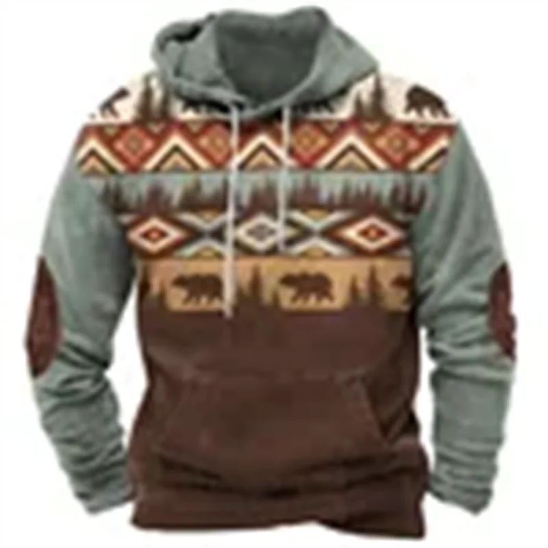 Vintage Hoodie  3D Printed Men's Hooded Sweatshirt Casual Streetwear Unisex Pullovers Fashion Plus Size Tracksuit - Colouronova