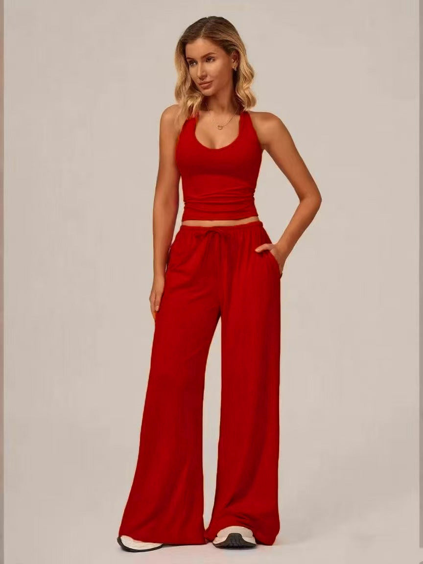 Sleeveless Vest and Wide-Leg Pants Set Colouronova