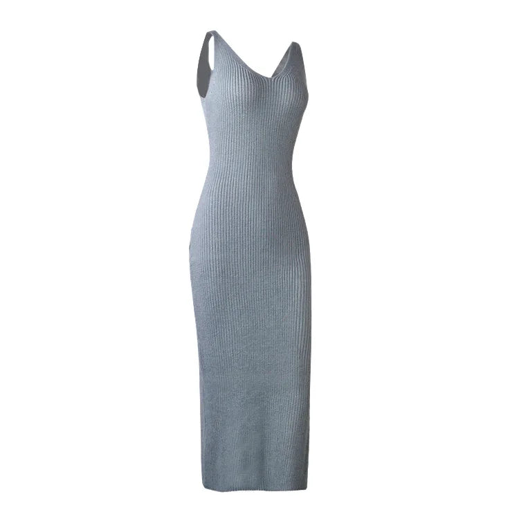 Autumn and Winter New Women's Clothing Tight Knitted Sweater Fork Dress Bottoming Dress for Women - Colouronova