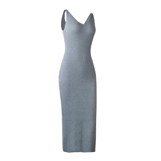 Autumn and Winter New Women's Clothing Tight Knitted Sweater Fork Dress Bottoming Dress for Women - Colouronova