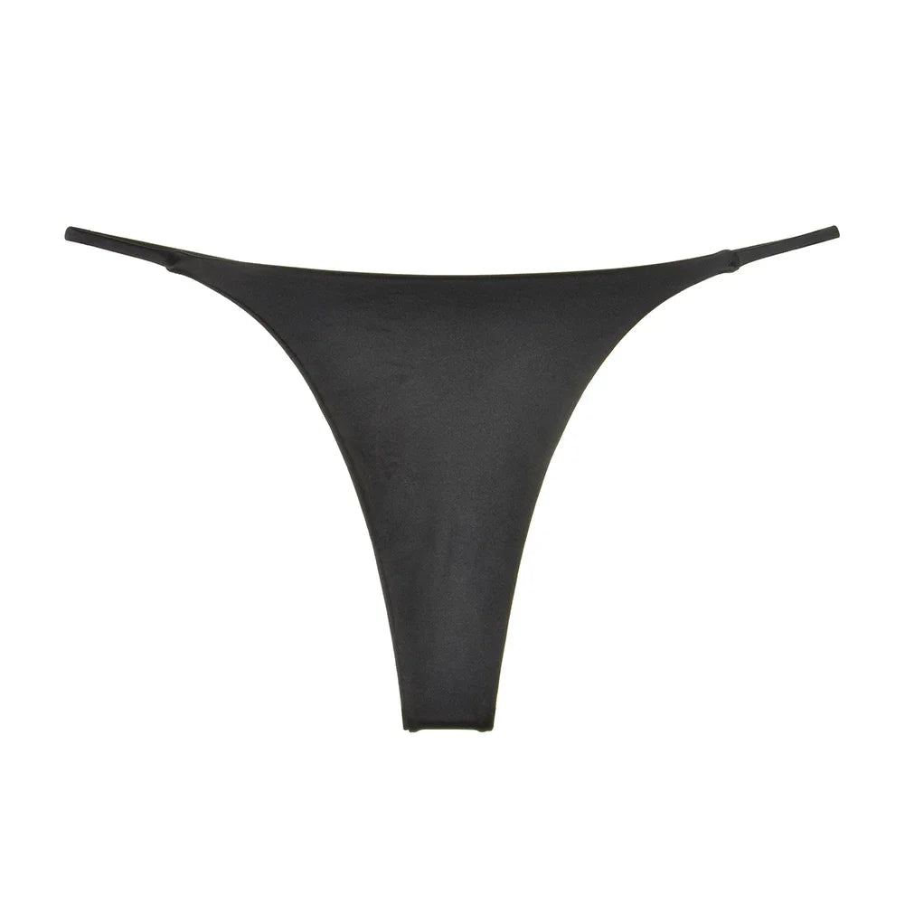 Women Smooth Satin Skin-friendly Sexy Lingerie Seamless G-string Panties Breathable Briefs Underwear Low Waist Bikini Thongs - Colouronova